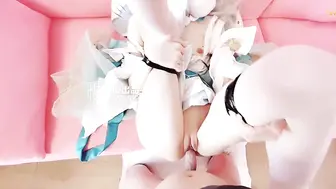 [糖心Vlog] 【萝莉女神】最新天花板萝莉女友【粉色情人】Cos王者荣耀西施，尾随深喉到顶了，圆月弯屌狂轰白虎蜜鲍极射