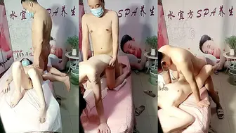 【水宜方养生SPA会馆】大叔忽悠小少妇【下篇】做特殊服务，胸上有纹身好性感，玩弄奶子和逼逼被草还打电话
