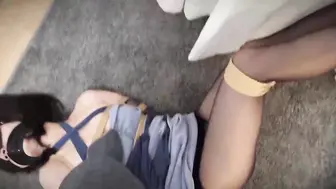 【应召女郎捆绑调教实录】应召女郎上门服务，被严厉调教，吊缚+驷马，脚踢打pp，棒棒强G，猛烈挣扎，叫声销魂，第一视角超欲画面（黑丝，高跟鞋，蒙眼封嘴）
