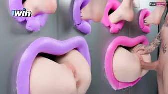 Gloryhole 隔着墙干三个混蛋，干三个女孩 - pinkloving